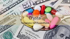  Presentation with health cost - Presentation theme enhanced with tablets a symbol of heal background and a  colored foreground