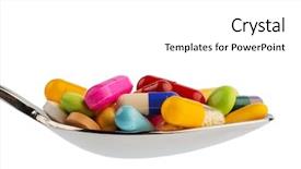  Presentation with spoon - PPT theme consisting of tablets addiction and abuse background and a white colored foreground