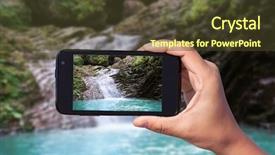  Presentation with journey - Amazing slide deck having tablets cell phones - photo shooting on smartphone backdrop and a tawny brown colored foreground