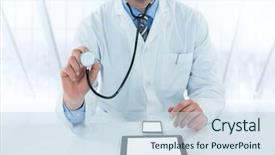  Presentation with medical devices - Slide deck enhanced with tablets cell phones medical - digital composite of doctor background and a  colored foreground