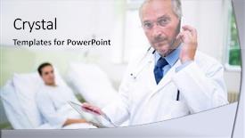  Presentation with mobile phone and germs - Slides with tablets cell phones medical - doctor talking on mobile phone background and a sky blue colored foreground