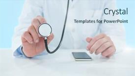  Presentation with pediatrics toddler and doctor - Audience pleasing theme consisting of tablets cell phones medical - midsection of doctor holding stethoscope backdrop and a sky blue colored foreground