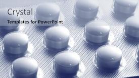  Presentation with tablets - Slides with tablets-in-foil-wrapping background and a light blue colored foreground