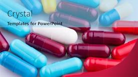  Presentation with drugs - Cool new presentation design with tablets-pills-capsule-heap-mix backdrop and a light blue colored foreground