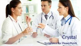  Presentation with tablets and caupsuls - Presentation theme with nurse executive - portrait of confident practitioners prescribing background and a sky blue colored foreground