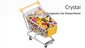 Presentation with medicines - Amazing slide deck having ecommerce pharmacy - tablets with cart symbolic photo backdrop and a white colored foreground