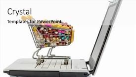 Presentation with behavior - Colorful PPT layouts enhanced with consumer behavior - tablets with shopping cart backdrop and a white colored foreground