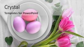  Presentation with table setting - Audience pleasing presentation consisting of tableware - beautiful festive easter table setting backdrop and a light gray colored foreground