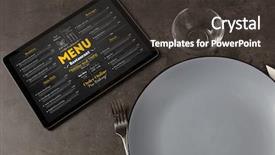  Presentation with online food order - Presentation theme with tableware with online order menu background and a dark gray colored foreground