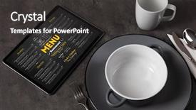  Presentation with tableware - Presentation theme with tableware with online order menu background and a dark gray colored foreground