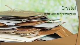  Presentation with stack - PPT layouts enhanced with tabloid - big stack of papers background and a soft green colored foreground
