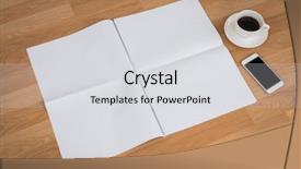  Presentation with coffee cup - Slide deck enhanced with tabloid - blank newspaper with empty space background and a light gray colored foreground