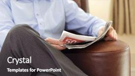  Presentation with various town newspaper headline - Colorful theme enhanced with tabloid - businessman reading a newspaper whilst backdrop and a dark gray colored foreground