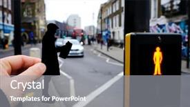  Presentation with closeup of a paper boat - Beautiful PPT theme featuring tabloid - closeup of the hand backdrop and a gray colored foreground