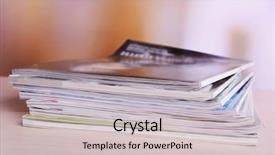  Presentation with magazines - Cool new theme with tabloid - magazines on wooden table backdrop and a soft green colored foreground