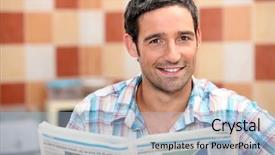  Presentation with newspaper - Cool new slide set with womens pants isolated on white backdrop and a light gray colored foreground