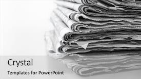  Presentation with newspapers - Slides featuring tabloid - newspapers folded and stacked concept background and a light gray colored foreground