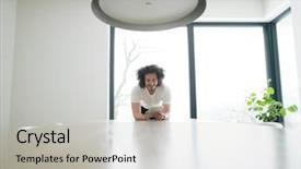  Presentation with medical procedure simulation using blood - Colorful slide set enhanced with tabs - handsome casual young man using backdrop and a light gray colored foreground