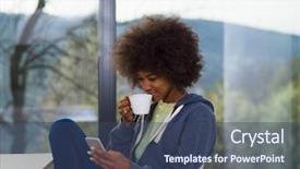  Presentation with generational african american culture - PPT theme featuring tabs - handsome young african american woman background and a ocean colored foreground