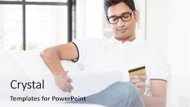  Presentation with wedding card india - PPT theme enhanced with tabs - indian guy hand holding credit background and a sky blue colored foreground