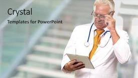  Presentation with tab - Beautiful PPT theme featuring tabs - portrait of a male doctor backdrop and a light gray colored foreground