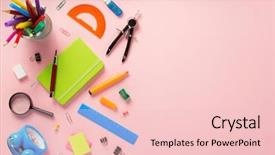  Presentation with accessories - Slides enhanced with tabs - school accessories and supplies background and a lemonade colored foreground