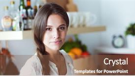  Presentation with tabs - Cool new PPT theme with tabs - young woman standing near desk backdrop and a tawny brown colored foreground