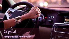  Presentation with car air conditioning - PPT theme consisting of driving a car at night background and a wine colored foreground