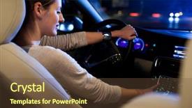  Presentation with car air conditioning - Colorful PPT theme enhanced with driving a car at night backdrop and a tawny brown colored foreground
