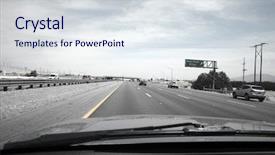  Presentation with california - Presentation theme with driving in a car background and a sky blue colored foreground