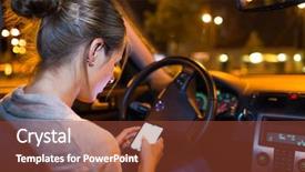  Presentation with smart - Colorful slides enhanced with her smart phone while driving backdrop and a tawny brown colored foreground