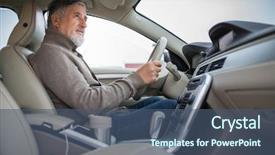  Presentation with modern color - Slide deck consisting of tachometer speedometer - senior man driving his modern background and a ocean colored foreground