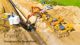  Presentation with construction pipeline - Slide set featuring tachov-czech-republic-august-18 background and a gold colored foreground