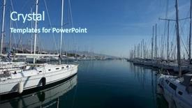  Presentation with luxury yacht - Presentation theme featuring tackle during the sea voyage background and a ocean colored foreground