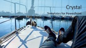  Presentation with luxury yacht - Presentation design enhanced with tackle during the sea voyage background and a light blue colored foreground