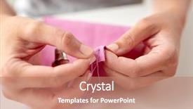  Presentation with thread - Presentation theme with tacks - people needlework sewing and tailoring background and a coral colored foreground