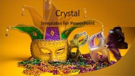  Presentation with venetian mask mardi gras - Presentation consisting of tacky - festive colorful group of mardi background and a gold colored foreground