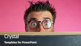  Presentation with crazy - Colorful PPT theme enhanced with tacky - nerd man crazy behind backdrop and a dark gray colored foreground