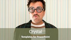  Presentation with glasses - Cool new PPT layouts with tacky - nerd silly myopic man backdrop and a violet colored foreground