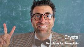  Presentation with retro - Beautiful slides featuring tacky - nerd silly retro man teacher backdrop and a gray colored foreground