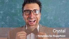  Presentation with retro - Slides having tacky - nerd silly retro teacher man background and a coral colored foreground