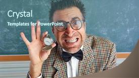  Presentation with teacher - PPT layouts with tacky - nerd silly teacher showing vintage background and a ocean colored foreground