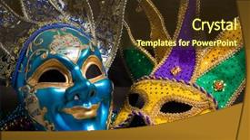  Presentation with mardi gras - Audience pleasing presentation consisting of tacky - venetian mardi gras mask backdrop and a tawny brown colored foreground