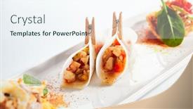  Presentation with taco - Slide set featuring taco with seafood assorti close background and a sky blue colored foreground