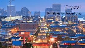  Presentation with pacific - Presentation theme featuring tacoma-washington-usa-cityscape-over background and a light blue colored foreground