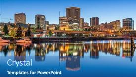  Presentation with skyline - Colorful presentation enhanced with tacoma-washington-usa-downtown-skyline backdrop and a ocean colored foreground