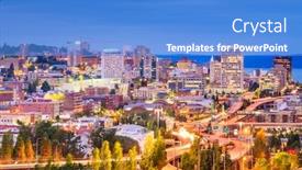  Presentation with highways - Slide set consisting of tacoma washington usa skyline and highways at night background and a teal colored foreground