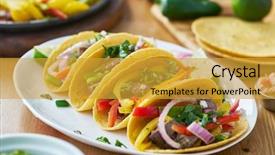  Presentation with tacos - Presentation theme featuring tacos with beef and bell background and a gold colored foreground