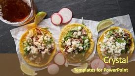  Presentation with tacos - PPT theme featuring tacos with queso fresco cheese background and a tawny brown colored foreground