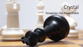  Presentation with chessboard - Presentation design enhanced with tactic movement - black king lying on chessboard background and a  colored foreground